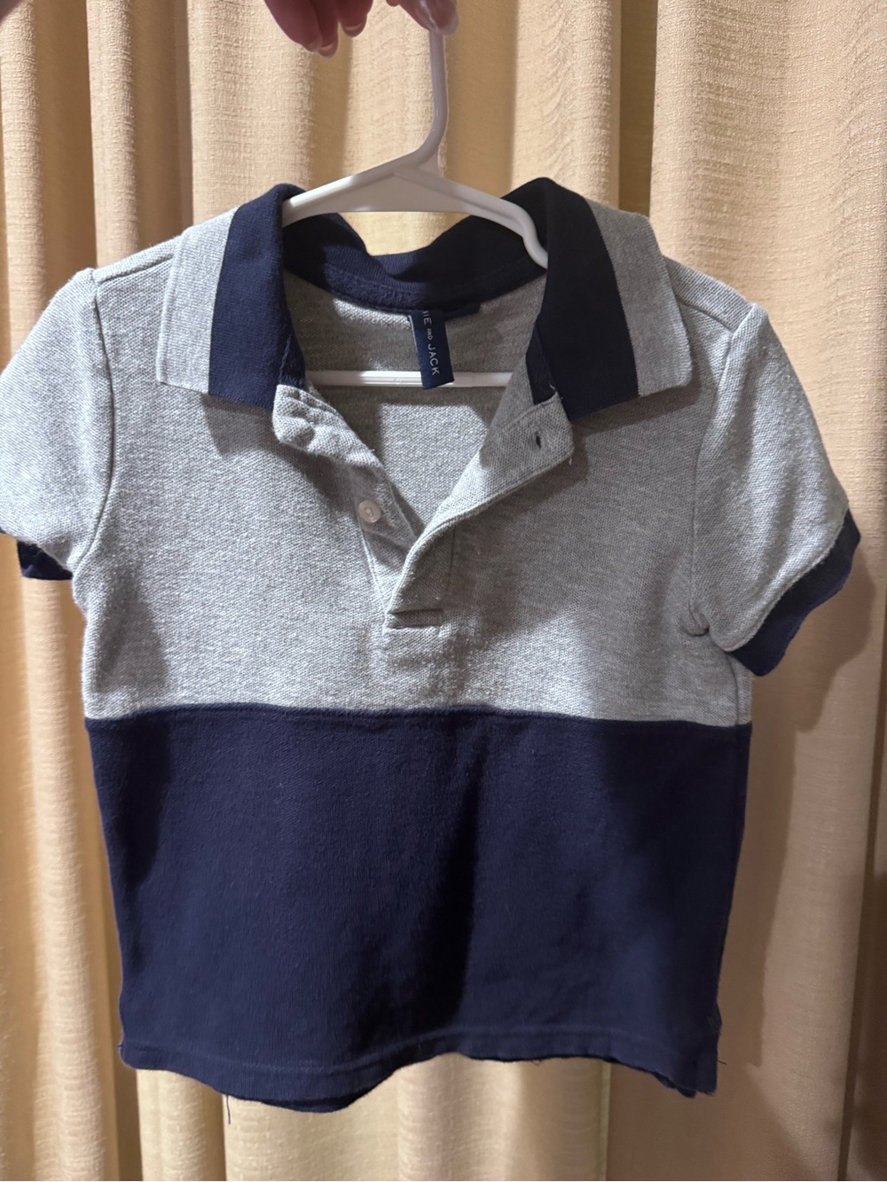 Janie and Jack Two-Tone Polo — Gray & Navy